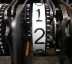 Shoebox Burroughs Calculator, register mechanism close-up