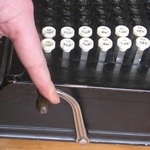 Shoebox Burroughs Calculator, clearing handle pulled