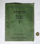 Instructions for Operating the Burroughs Calculator, front cover