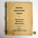 Decimal Equivalent Tables, front cover