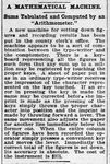 1899-05-21 The Salt Lake herald (Utah), County Clerk acquires a listing adding machine for $375.