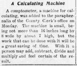 1901-12-06 Red Bluff News (California), County Clerk acquires a Comptometer