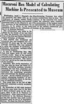 Article in Reading Eagle 1st April 1937, Donation to Smithsonian