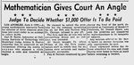 Article in Toledo Blade 8th June 1948, Maths Courtcase