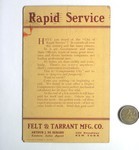 Rapid Service advertising postcard