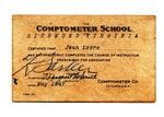 Comptometer School Certificate