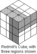 Redmill's Cube, with three regions shown.